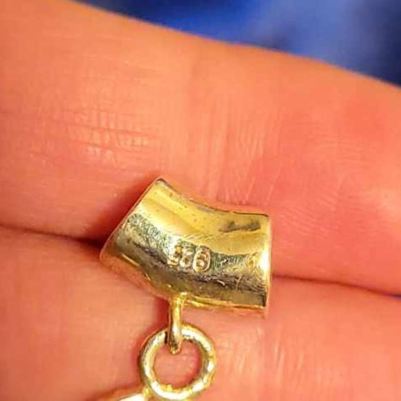 Sterling Silver Multi Gem Pendant with Big Dark Green Center - Picture 4 of 8